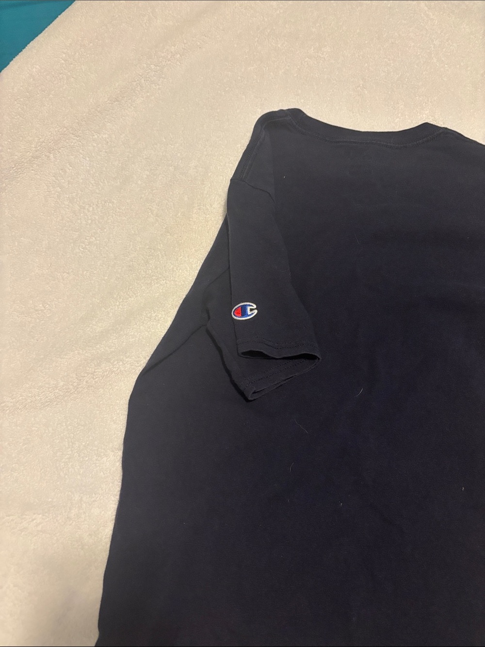 Champion Navy Tee with Yellow 'Play Like A Champion Today' Graphic - Picture 5 of 6